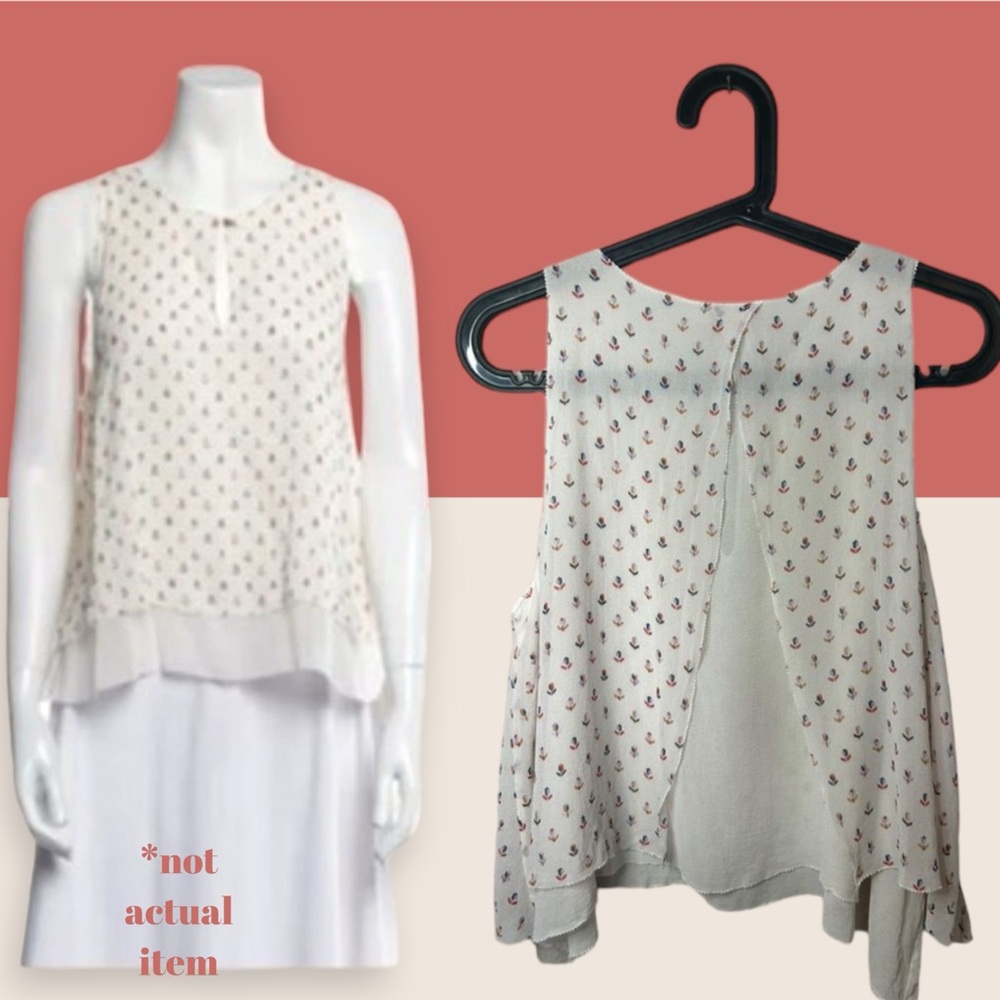 💐 TORY BURCH SILK POLKA DOT LAYERED TANK BLOUSE CREAM SIZE 4 AS IS